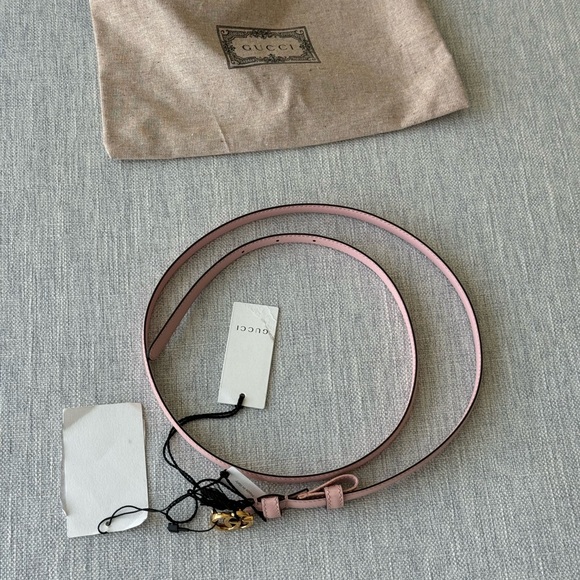 Gucci Double G Patent Leather Thin Belt in pink. Size 95/38. New with tag - Picture 3 of 8